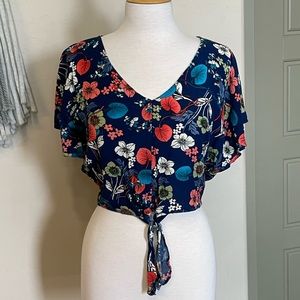 Hayden Floral Tied Cropped Blouse